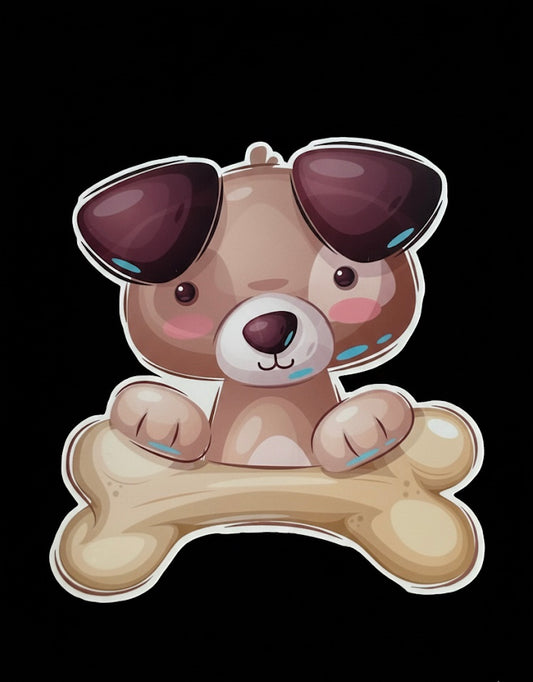 Dog with bone sticker