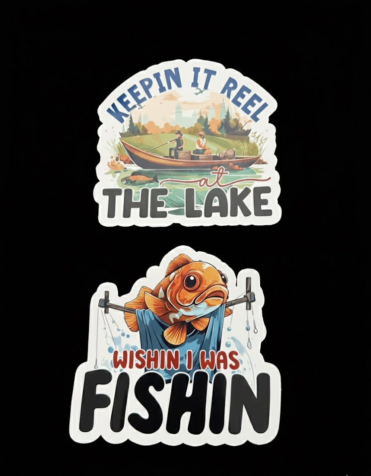 Funny Fishing stickers (Pack of 2)