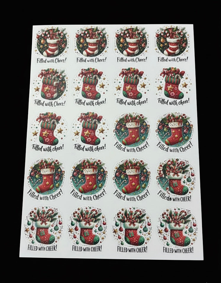 Christmas stocking stickers x 20